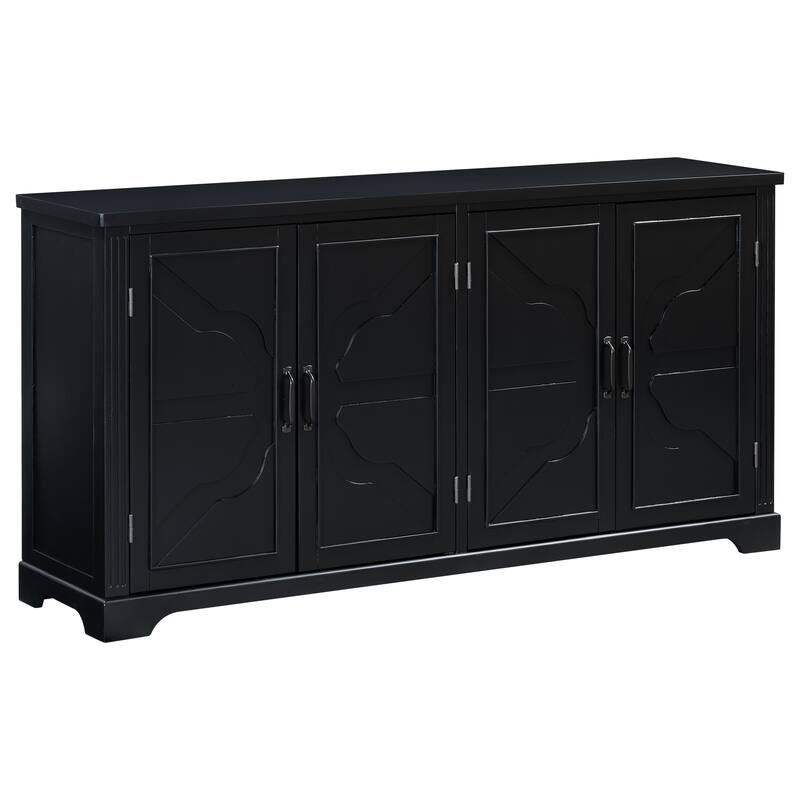 American Country Style Wooden Sideboard with Pine Doors and Legs, 4 Metal Handles, for Hallway Entryway Living Room Dining Room