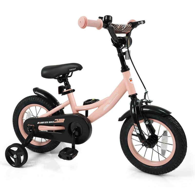 Costway 14" Kids Bike with Removable Training Wheels Adjustable Seat & - See Details - 12"-Pink