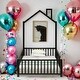 preview thumbnail 1 of 10, Black Metal Twin Size House Bed with Guardrail ,Kids Bed with Headboard Black