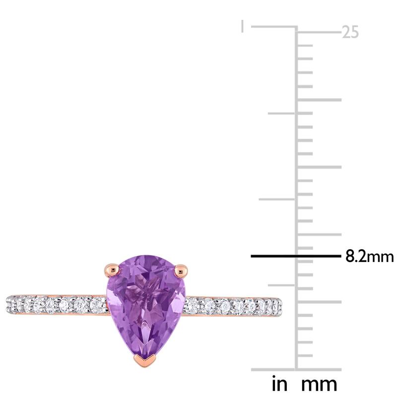 Miadora Pear-cut Amethyst and 1/6ct TDW Diamond Teardrop Ring in 14k Rose Gold