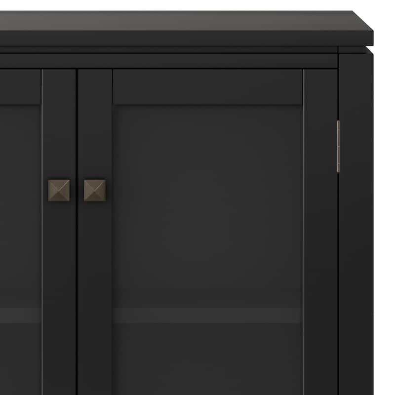 Simpli Home Cosmopolitan Solid Wood 30 inch Storage Cabinet in Black (Set of 2) - 30"W x 14"D x 31"H