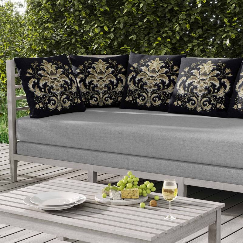 Vintage Veil Indoor/Outdoor Reversible Throw Pillow Black and Beige