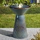 preview thumbnail 19 of 40, Glitzhome 27.5"H Two Birds Embossed Pedestal Ceramic LED Birdbath Fountain with Pump