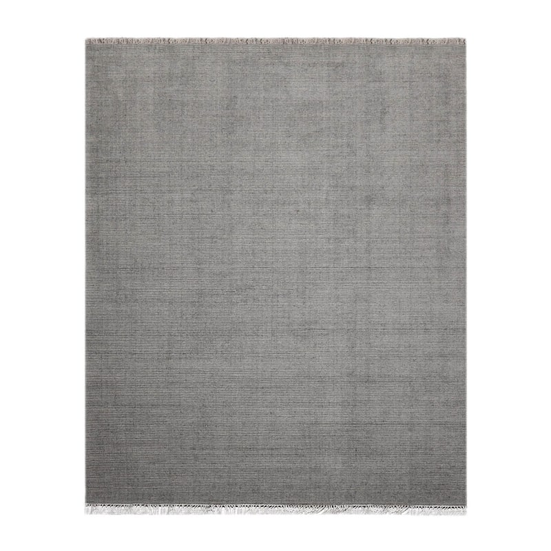 Hand Loomed Gray Ribbed Wool Modern & Contemporary Oriental Area Rug