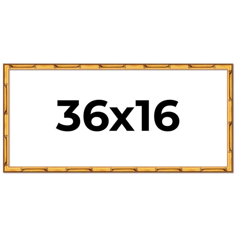 36x16 Frame Gold Bamboo Picture Frame Modern Photo Frame Includes UV Acrylic Shatter Guard Front Acid Free Foam Backing Board