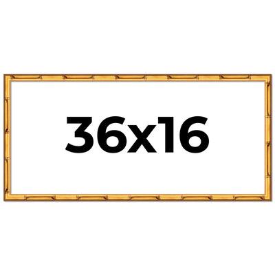 36x16 Frame Gold Bamboo Solid Wood Picture Frame | 1 Inch Moulding