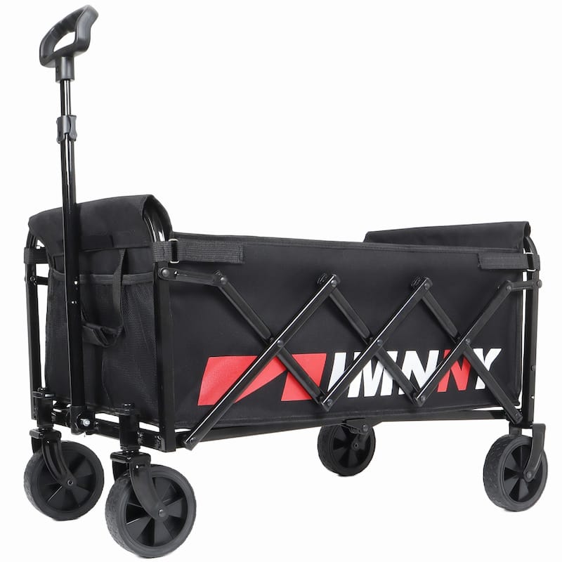 Collapsible Wagon with Wheels, Lightweight Utility Camping Wagons Carts Foldable with 3600lbs Weight Capacity, Carts - Black