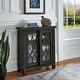 preview thumbnail 5 of 18, Glassell Geometric Glass Door Storage Cabinet with Adjustable Shelves by iNSPIRE Q Classic Black