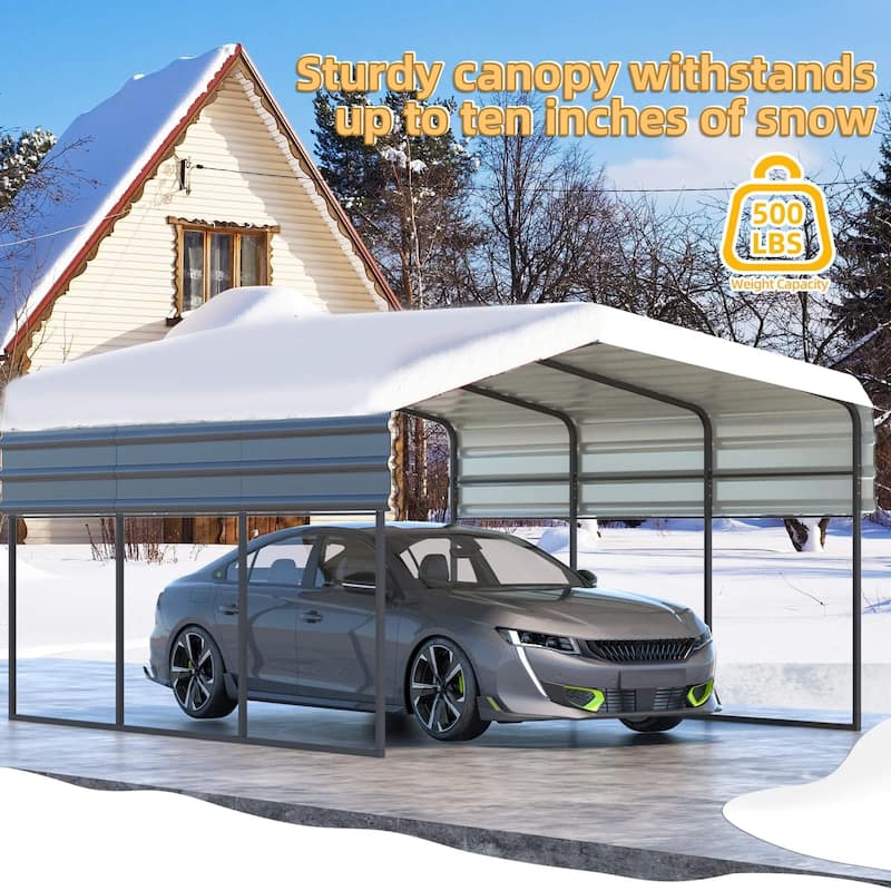 Heavy-Duty Metal Carport with Upgraded Galvanized Steel Roof – Ideal Shelter for Cars, Boats, and Tractors