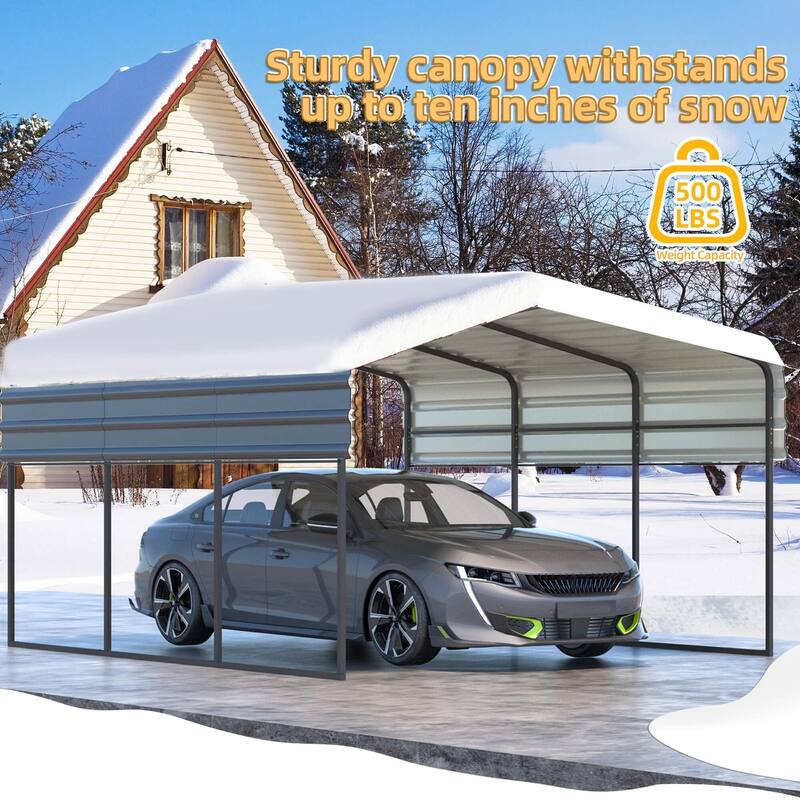 Erommy Outdoor Carport with Galvanized Steel Roof - Multi-Use Shelter, Sturdy Metal Carport for Cars, Boats, and Tractors