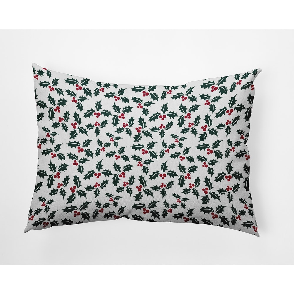 Holly Bush Christmas/Winter Accent Pillow
