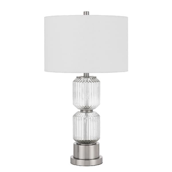 slide 7 of 6, 28 Inch Fluted Glass Base Table Lamp, Dimmer, Clear - 6 L X 16 W X 18 H Inches Clear