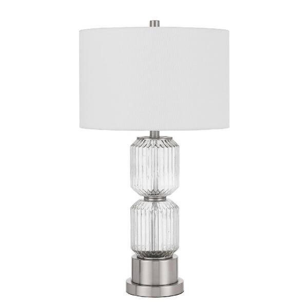 slide 7 of 6, 28 Inch Fluted Glass Base Table Lamp, Dimmer, Clear - 6 L X 16 W X 18 H Inches Clear