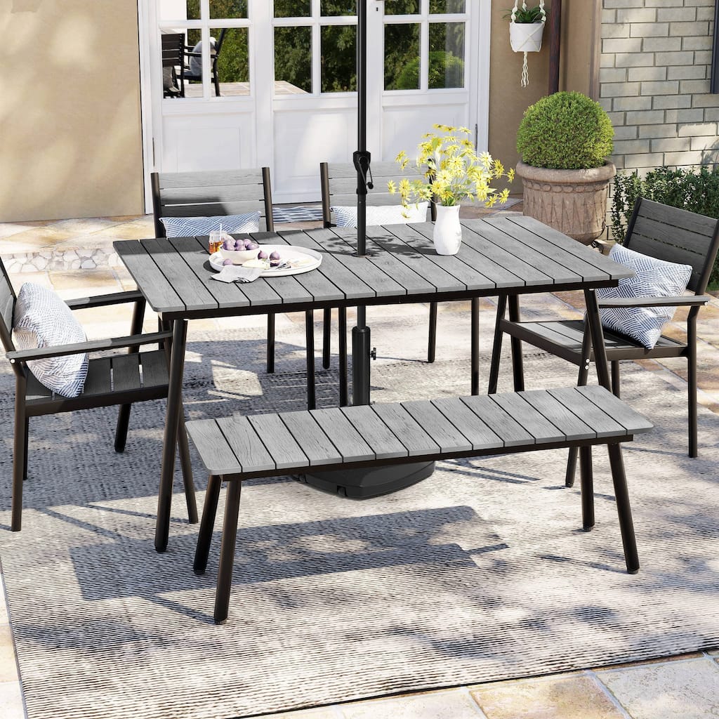 Outdoor 3/5/6-Piece Furniture Patio Dining Set with Rectangular Table