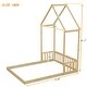 preview thumbnail 2 of 16, Full Roof-Framed Headboard Floor Bed with Headboard Guardrails, Without Slats