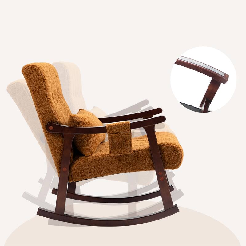 AVAWING Upholstered Rocking Chair with Massage Lumbar Support