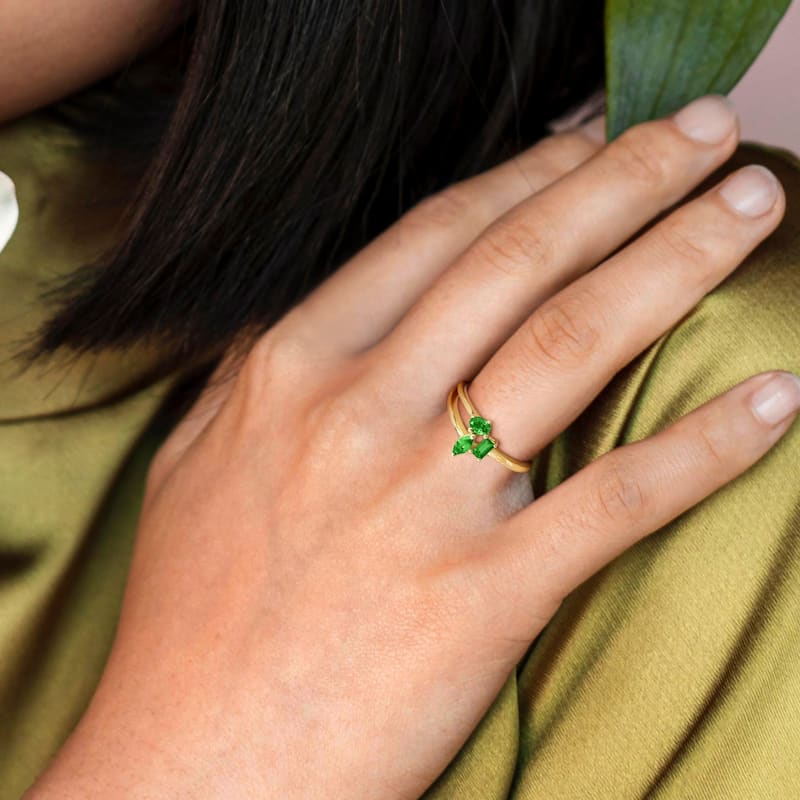 Miadora Multi-Gem Three Stone Split Shank Ring Sterling Silver