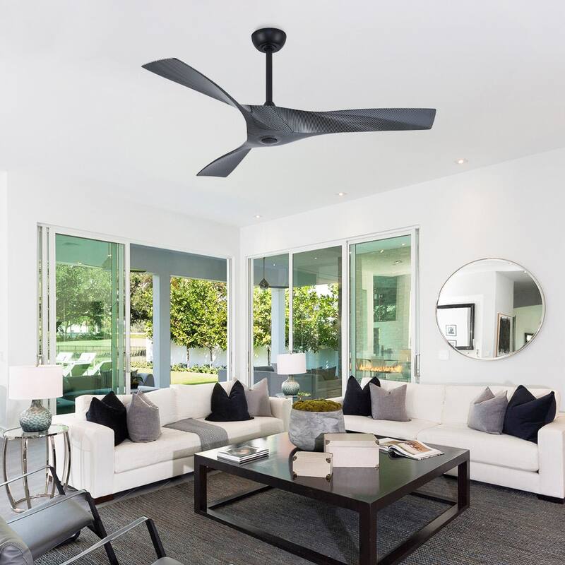 WINGBO 52'' DC Ceiling Fan without Lights, Matte Black with Remote - N/A