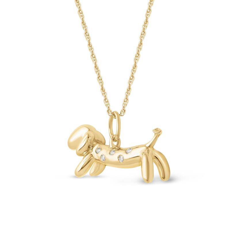 1/20ct Diamond Dachshund Dog Pendant Necklace in Gold Plated Silver for Women