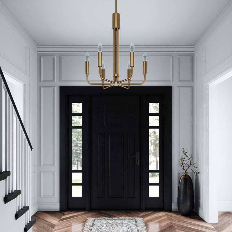 Rekindle 6-Light Chandelier - Satin Brass