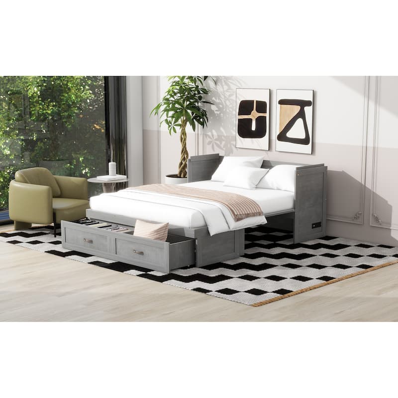 Space-Saving Murphy Bed with USB Ports and Large Drawers