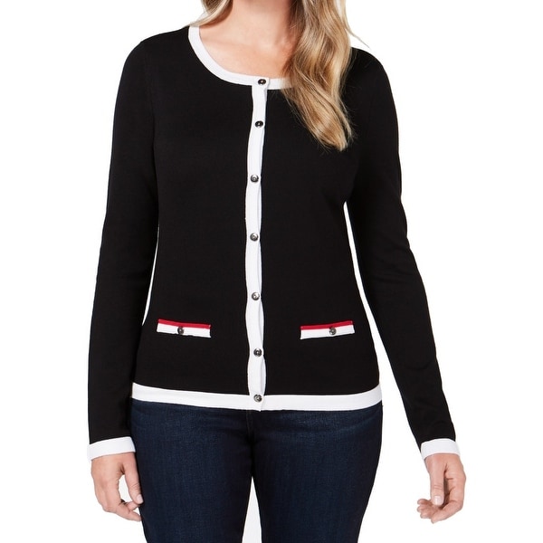 women's black and white cardigan