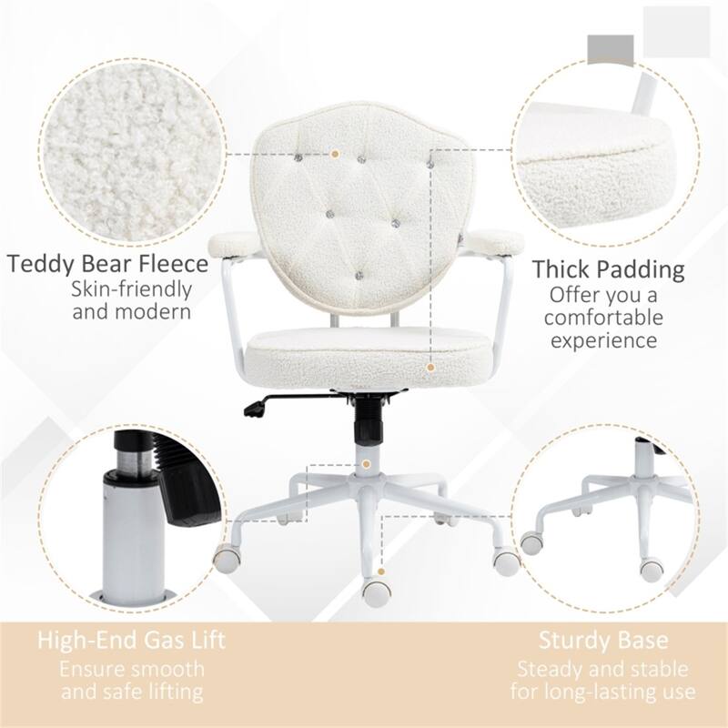 Rhinestone-Studded Back Office Chair with Swivel Wheels - 24.8" W x 24.2" D x 36.6" - 39.8" H
