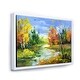 preview thumbnail 2 of 9, Designart 'Autumn Landscape With The Wood River' Lake House Framed Canvas Wall Art Print 20 In. Wide x 12 In. High - White
