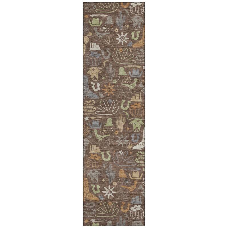 Machine Washable Indoor/ Outdoor Modern Ranch Chantille Rug