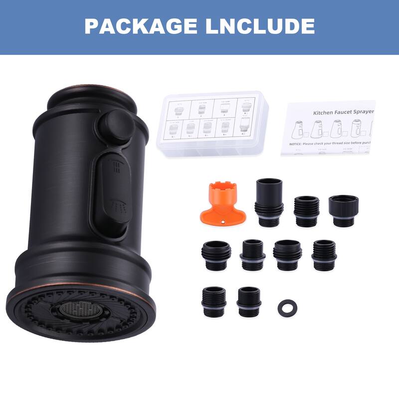 WOWOW Pull Down Kitchen Faucet Spray Head with 9 Adapters Kit