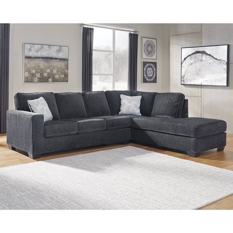Signature Design by Ashley Altari 2-Piece Sectional with Chaise - 110" W x 90" D x 37" H - Slate - Right Facing