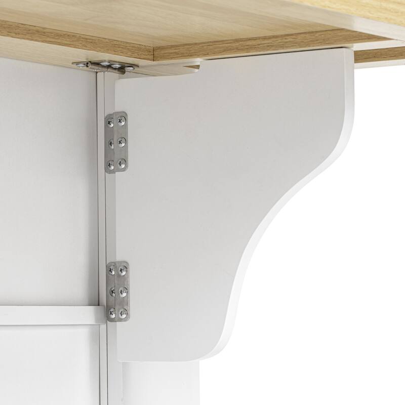 51 Inch Kitchen Island with 6 Drawers Pull-Out Trash Can Power Outlet and Drop Leaf