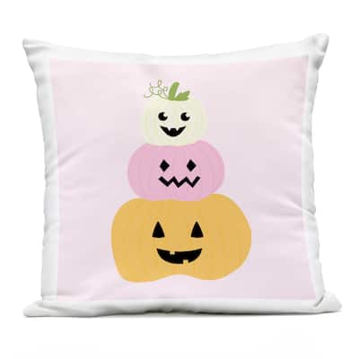 Stupell Pastel Happy Jack-o-Lanterns Printed Outdoor Throw Pillow Design by Sazerelli Designs