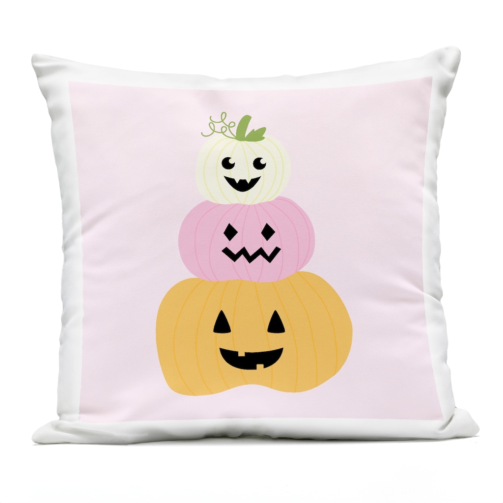 Stupell Pastel Happy Jack-o-Lanterns Printed Outdoor Throw Pillow Design by Sazerelli Designs