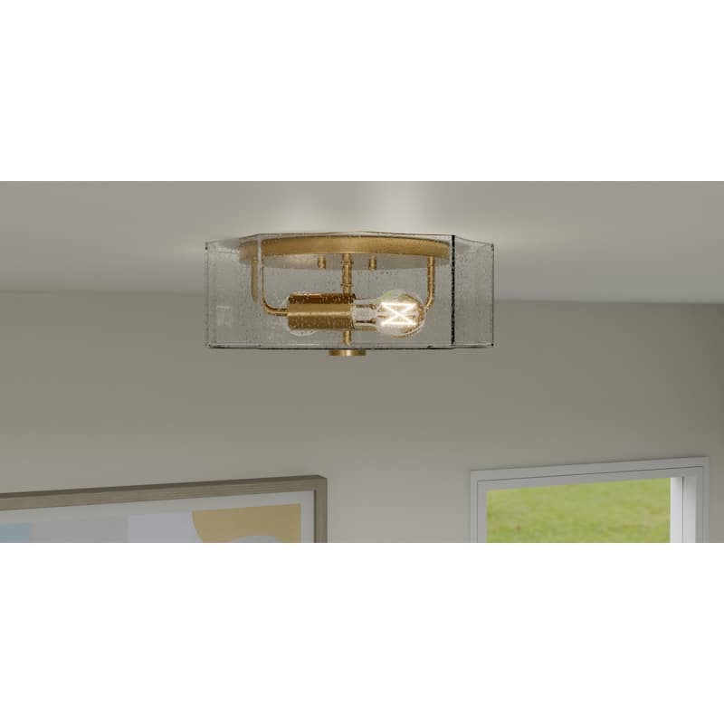 Kaplan 2-Light Aged Brass Flush Mount Light