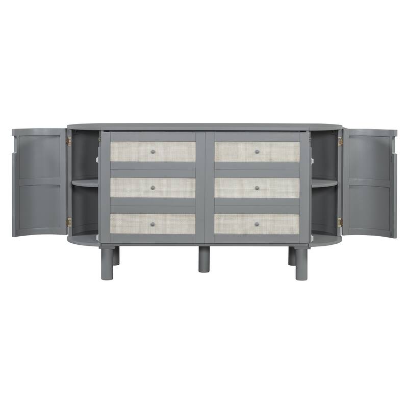 Roomfitters Full Size Murphy Bed with Hidden Storage and Woven Front Panel, Space-Saving Bed Frame