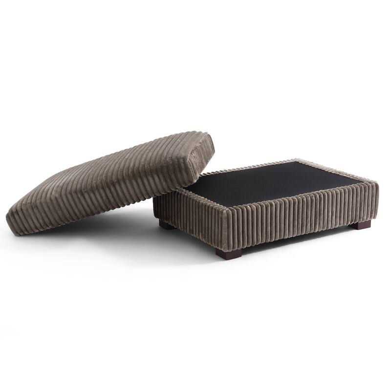 41" W Plush Corduroy Upholstered Rectangular Ottoman