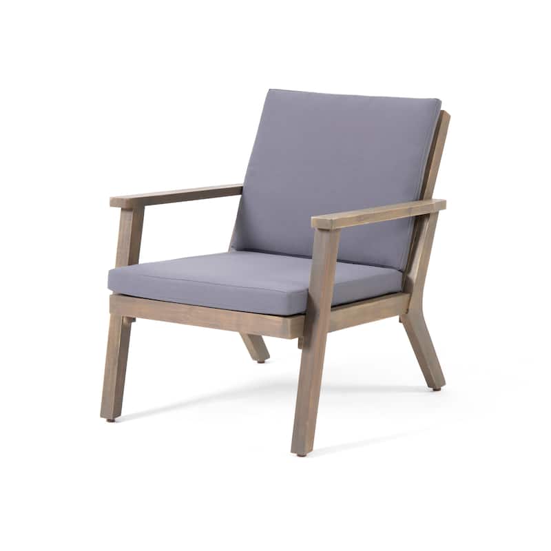 Outdoor Acacia Wood Club Chairs with Cushions (Set of 2)