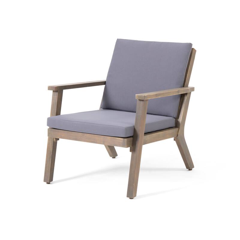 Temecula Outdoor Acacia Wood Club Chairs with Cushions (Set of 2) by Christopher Knight Home