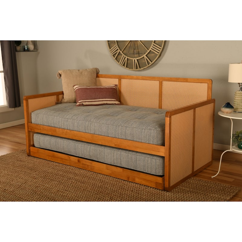 Somette Abaco Daybed with Pop-Up in Honey Includes Mattresses