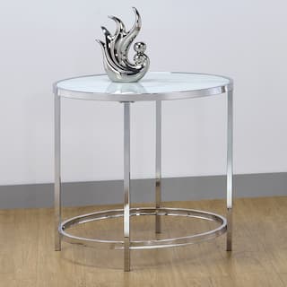 Steve Silver Realm Round Faux Marble Top Side Table