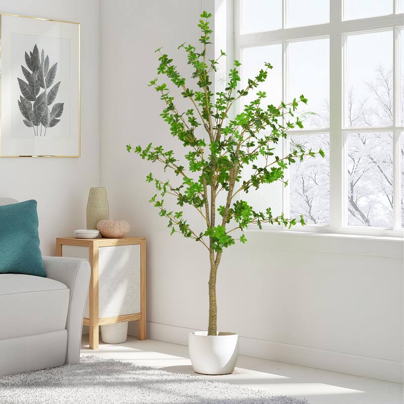 76" Artificial Enkianthus Tree with Black Plastic Pot