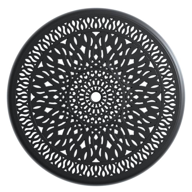 Cast Aluminum Patio Dining Table, 35.43-inch Outdoor Round Table, with 1.88" Umbrella Hole