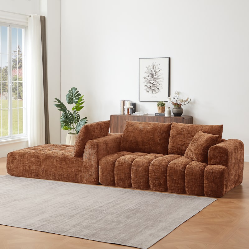 Roomfitters Oversized Chenille Sectional Sofa, Modern L-Shaped Cloud Couch with Right Chaise and Deep Seats