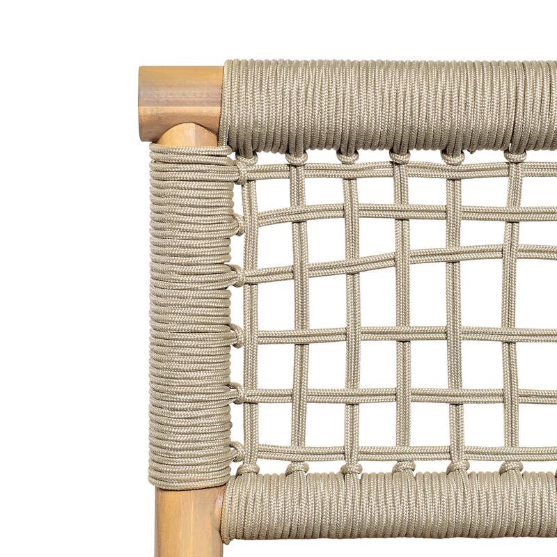 Christopher Knight Home - Outdoor Acacia Wood 3-Seater Sofa with Rope Arms and Cushions