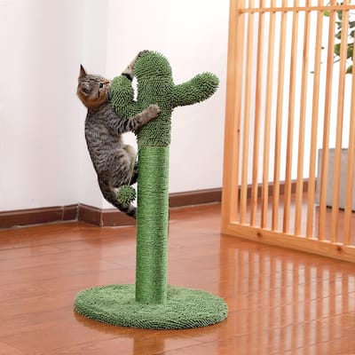 Cactus Cat Scratching Post with Natural Sisal Ropes, Interactive Ball