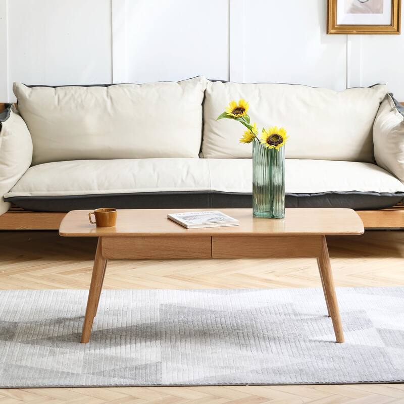 Solid Wood Center Table with Storage Shelf