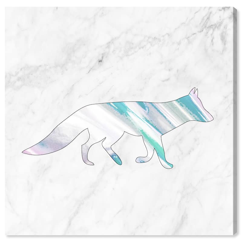 Wynwood Studio Canvas Animals Fox Holo and Marble Gray and Light Gray Modern & Contemporary Wall Art Canvas Print
