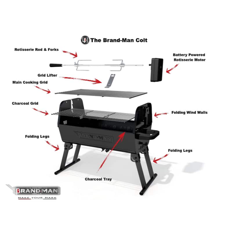 COLT- Portable Charcoal Rotisserrie Grill