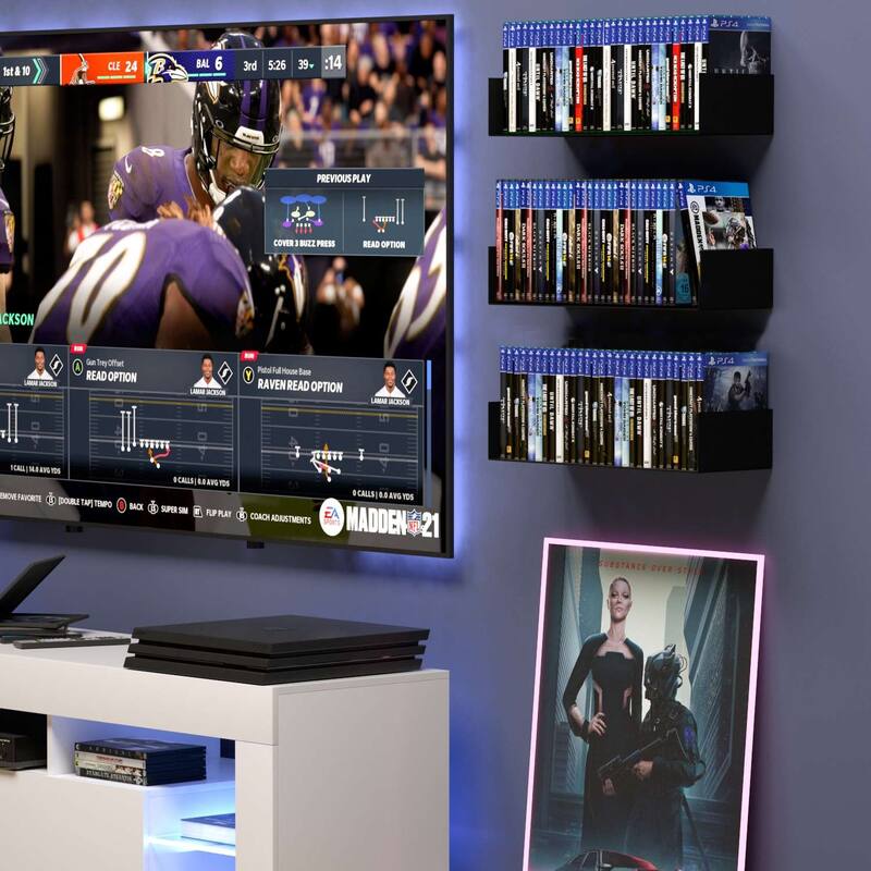 Wallniture Bali U Shape Floating Shelf, 17'' Metal Bookshelf, Wall Mount Shelving, White/Black options